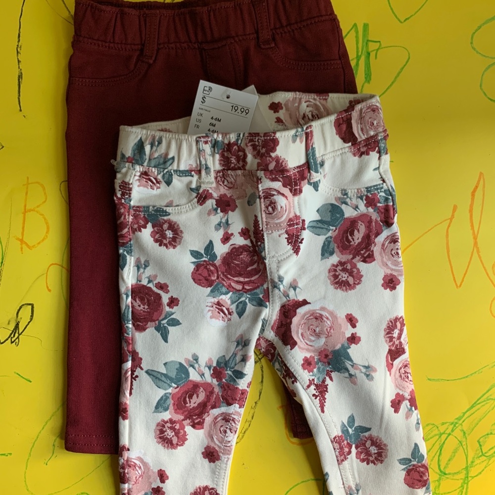 Cute Toddler Floral Stretchy Jeans Pairing 6mnths